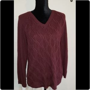 Women's Burgundy Cable Sweater